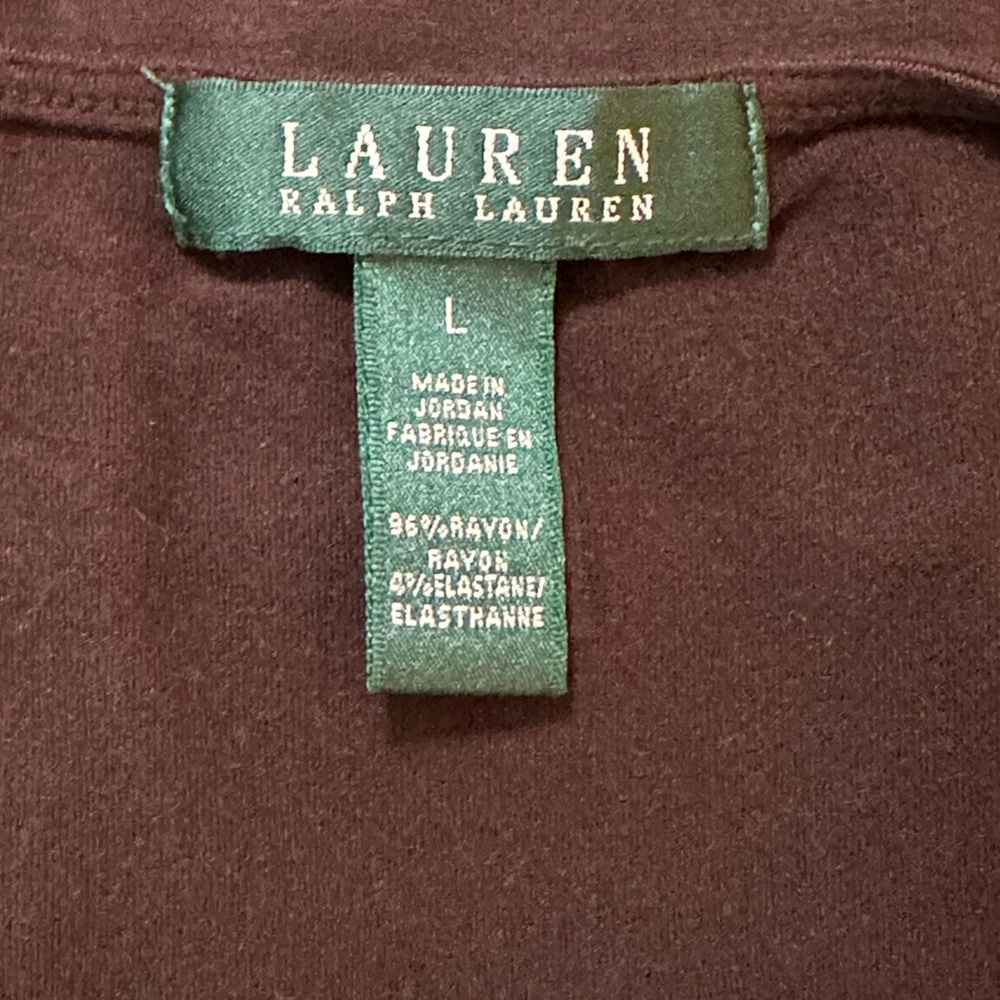 Lauren Ralph Lauren Brown V-Neck Sleeveless Knit Top, Size L - Picture 4 of 5